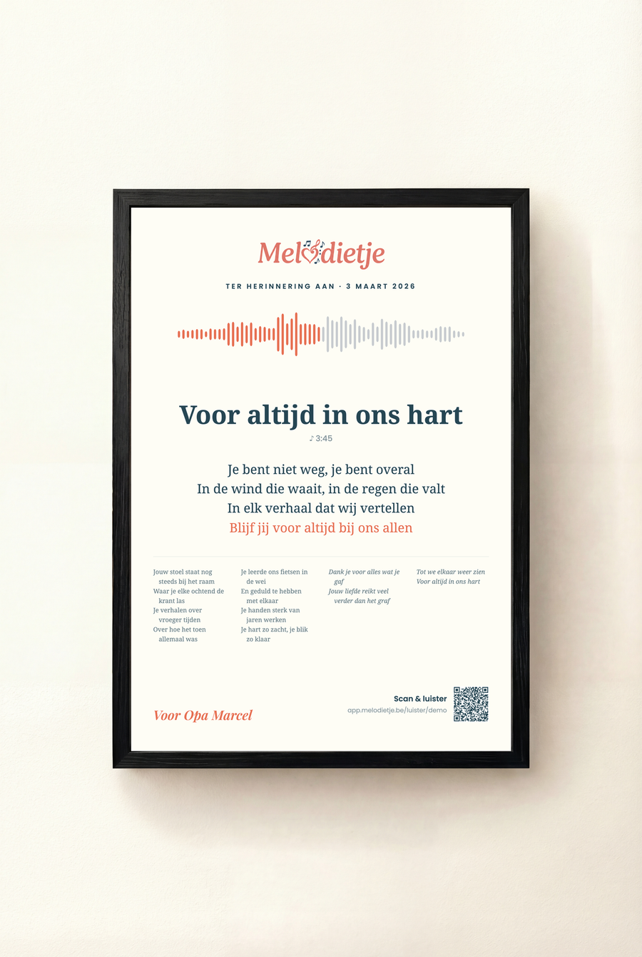 Muziekposter in zwart kader — Het refrein